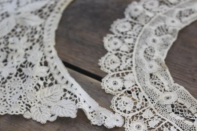 photo of antique lace lot Victorian Edwardian vintage French lace dress trims - round collars, jabots #34