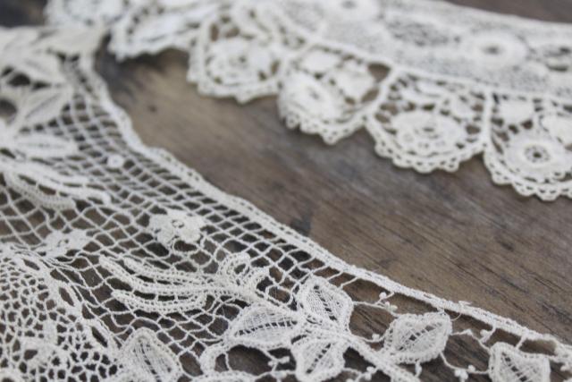 photo of antique lace lot Victorian Edwardian vintage French lace dress trims - round collars, jabots #35