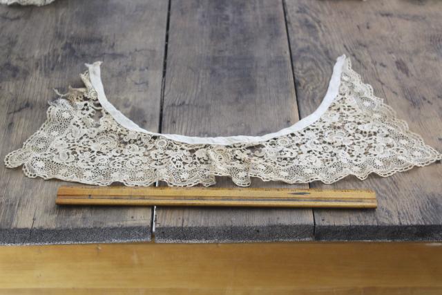 photo of antique lace lot Victorian Edwardian vintage French lace dress trims - round collars, jabots #36