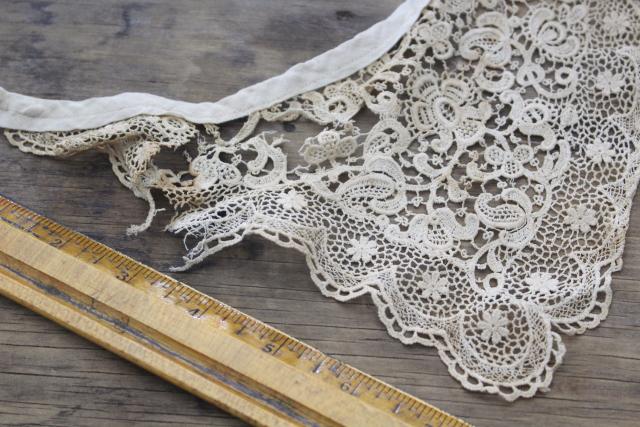 photo of antique lace lot Victorian Edwardian vintage French lace dress trims - round collars, jabots #37