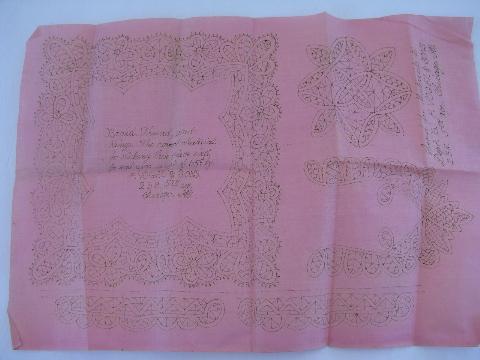 photo of antique lace pattern, old cotton fabric guide for battenburg collar & cuffs #1