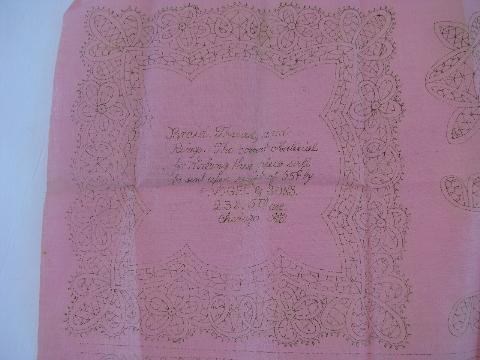 photo of antique lace pattern, old cotton fabric guide for battenburg collar & cuffs #2