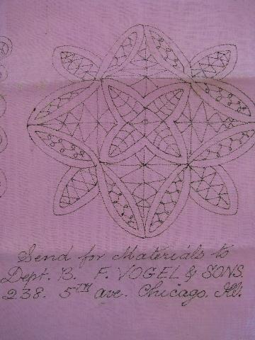 photo of antique lace pattern, old cotton fabric guide for battenburg collar & cuffs #3