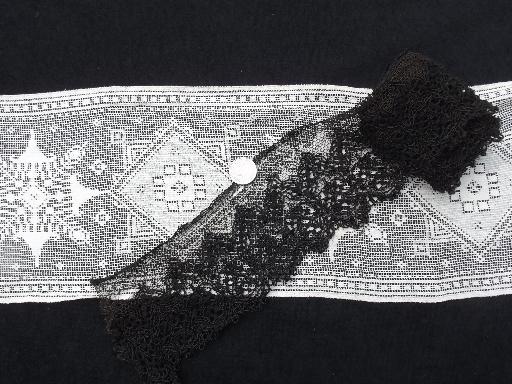 photo of antique lace trim lot, handmade vintage crochet edgings, sewing trims #3