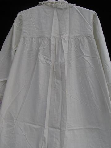 photo of antique lace trimmed embroidered cotton wedding apron, nightdress #8