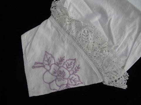 photo of antique lace trimmed embroidered cotton wedding apron, nightdress #9