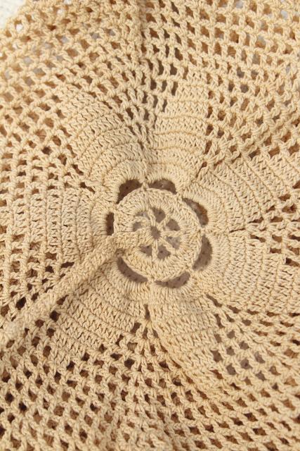 photo of antique ladies night cap or hair net cover, early 1900s vintage fez tasseled hat crochet cotton lace  #8