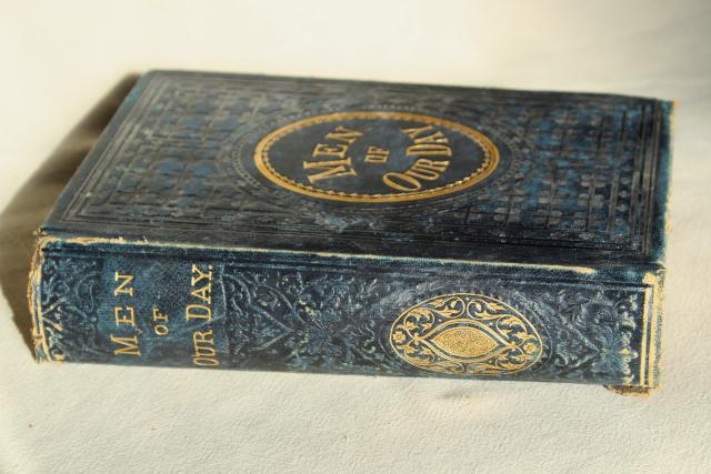 photo of antique leather bound book Men of Our Day, 19th century history Civil War heros #3