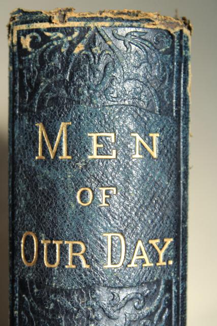 photo of antique leather bound book Men of Our Day, 19th century history Civil War heros #5