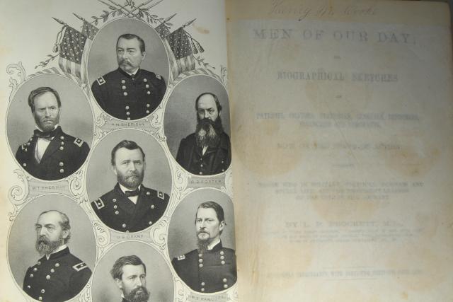 photo of antique leather bound book Men of Our Day, 19th century history Civil War heros #6