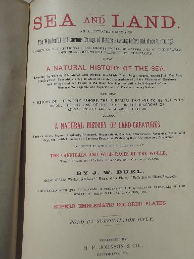 photo of antique leather bound illustrated Sea & Land, fantastic & greusome tales #6