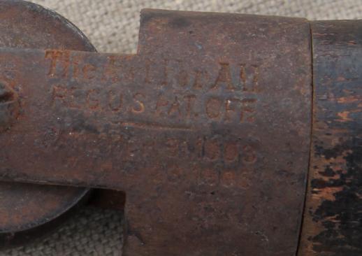 photo of antique leatherworking kit, shoemaker's cobbler leather tools in old tin tool box #6