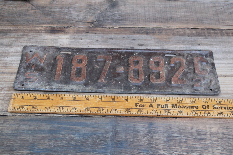 photo of antique license plate, vintage 1927 Wisconsin license plate  #1