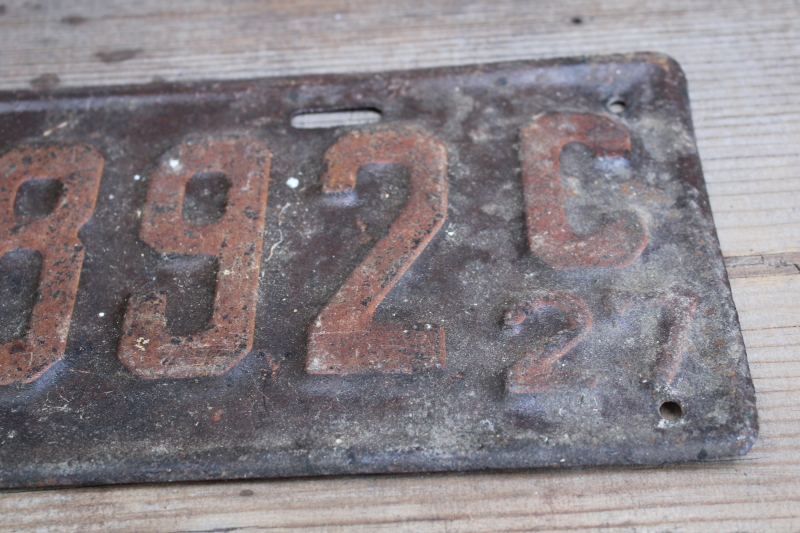 photo of antique license plate, vintage 1927 Wisconsin license plate #3