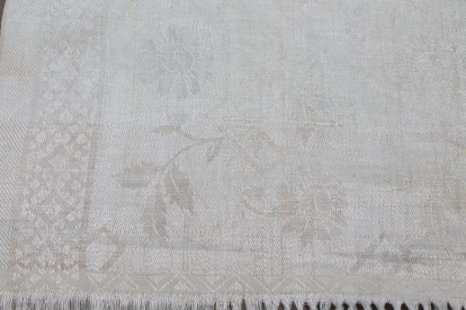 photo of antique linen damask cloth towel with elaborate drawn thread work, vintage farmhouse table runner #5