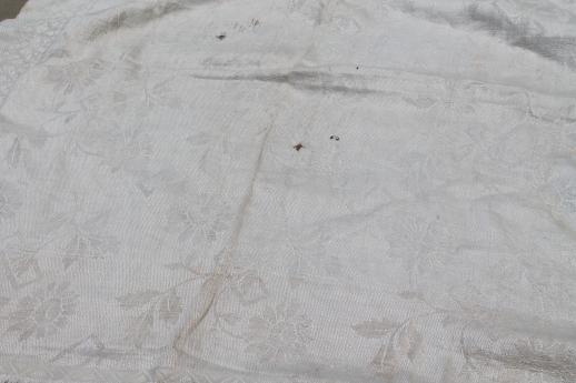 photo of antique linen damask cloth towel with elaborate drawn thread work, vintage farmhouse table runner #7