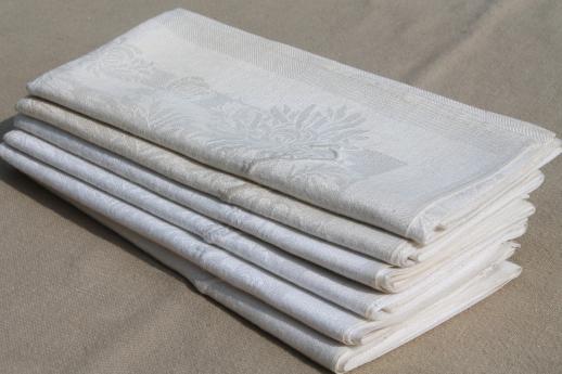 photo of antique linen damask dinner napkins w/ whitework embroidered letter L monogram #8