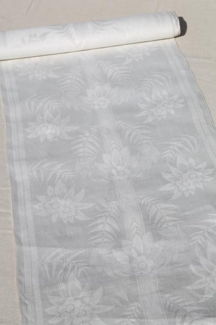 photo of antique linen damask towel fabric, 6 3/4 yards roll of new vintage fabric for napkins or towels #1