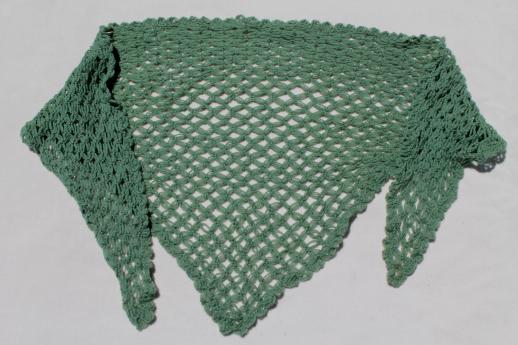 photo of antique lover's knot lace shawl, Jane Austen style knitted wool kerchief or shawlette #1