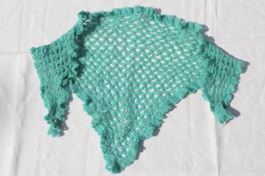 photo of antique lover's knot lace shawl, Jane Austen style knitted wool kerchief or shawlette #1