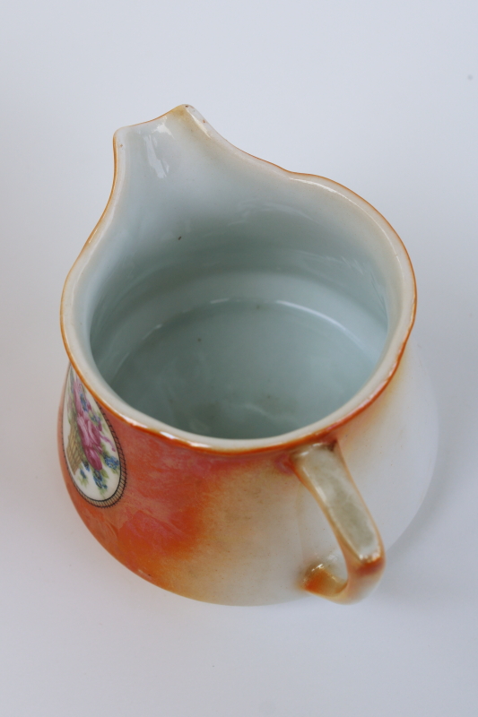 photo of antique lusterware china tea set, tea pot w/ creamer sugar bowl 1920s vintage German luster porcelain #8