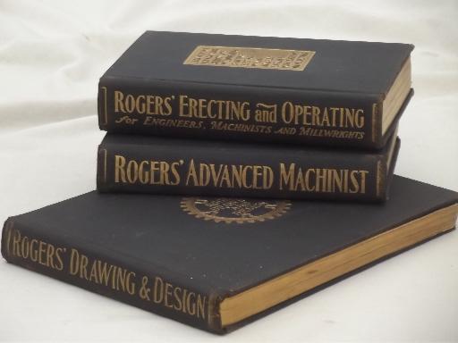 photo of antique machinist books, old technical & drafting handbooks w/illustrations #1