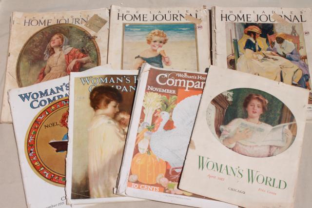 photo of antique magazines lot, early 1900s 1920s Woman's World, Companion, Ladies Home Journal #1