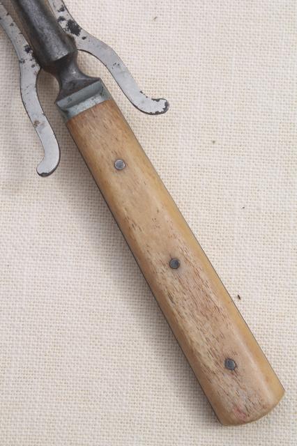 photo of antique meat fork w/ old bone handle, 1800s vintage game or roast carving fork #4