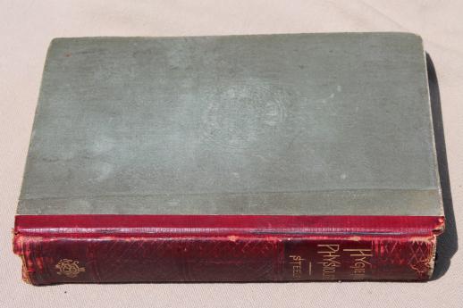 photo of antique medical book, 1880s pro-prohibition physiology text w/ color anatomy prints #9