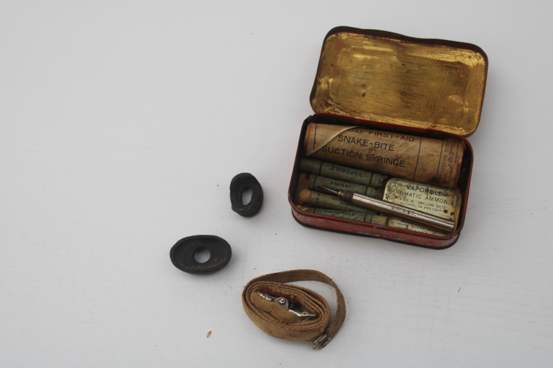 photo of antique medical kit Snakebite set original contents in metal tin Burroughs Wellcome & Co  #6