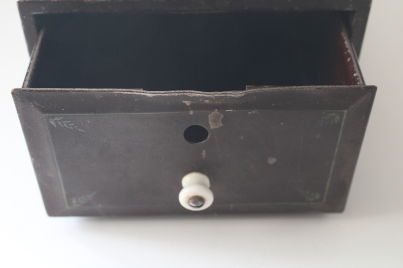 photo of antique metal file card drawer gold painted Florence, stereoscopic card cabinet?  #4