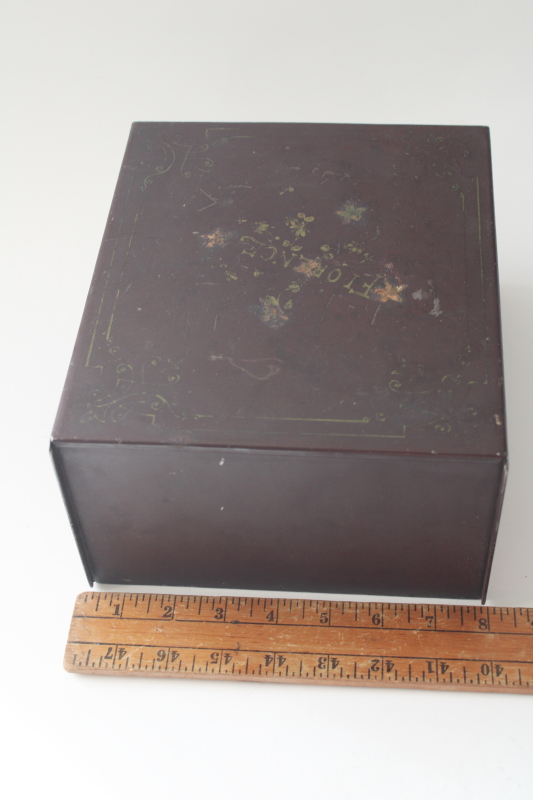 photo of antique metal file card drawer gold painted Florence, stereoscopic card cabinet?  #7