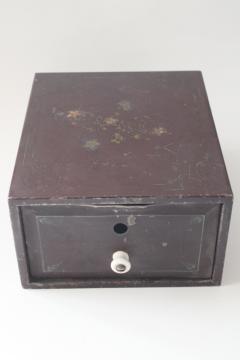 antique metal file card drawer gold painted Florence, stereoscopic card cabinet? 