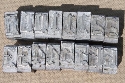photo of antique metal letterpress type, printer's capital letters in large Engravers Old English font #2