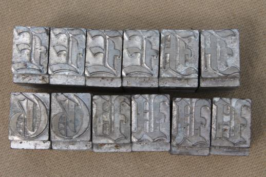 photo of antique metal letterpress type, printer's capital letters in large Engravers Old English font #8