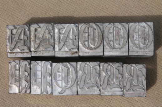 photo of antique metal letterpress type, printer's capital letters in large Engravers Old English font #10