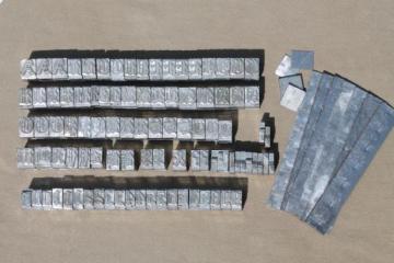 catalog photo of antique metal letterpress type, printer's capital letters in large Engravers Old English font