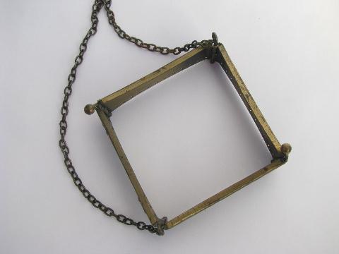 photo of antique metal purse clasp, hardware for old needlework reticule or mesh handbag #4