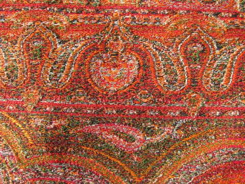 photo of antique mid 19th century wool paisley woven piano shawl #7