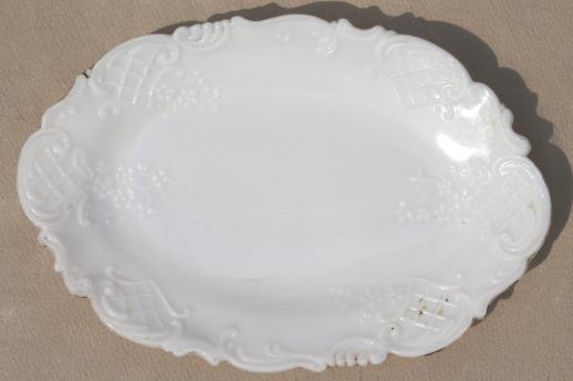 photo of antique milk glass pin trays, perfume bottle tray, catch-all dish for vanity table #3