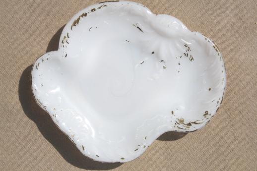 photo of antique milk glass pin trays, perfume bottle tray, catch-all dish for vanity table #6
