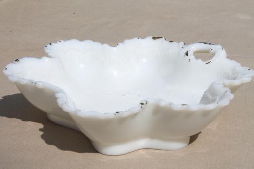 photo of antique milk glass pin trays, perfume bottle tray, catch-all dish for vanity table #10