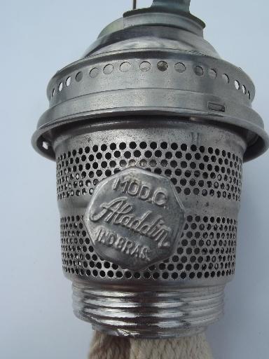 photo of antique model C Aladdin lamp burner,  nickel silver oil lamp burner without mantle #7