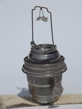 catalog photo of antique model C Aladdin lamp burner,  nickel silver oil lamp burner without mantle