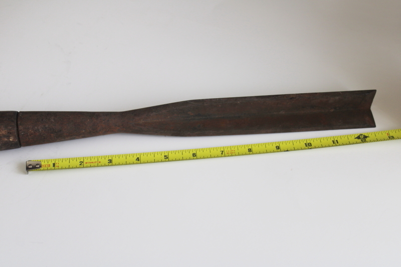 photo of antique mortising chisel, square corner chisel for timber framing post barn beams  #2