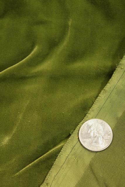 photo of antique moss green rayon velvet, bohemian luxe vintage fabric sewing material #3