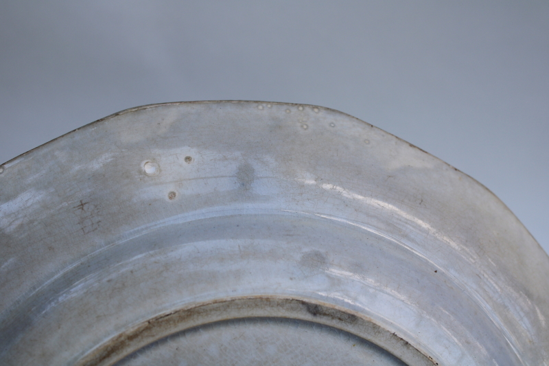 photo of antique mulberry flow black transferware china plate mid 1800s, 19th century English ironstone Calcutta pattern  #2