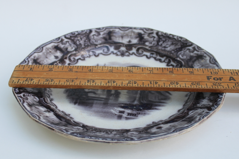 photo of antique mulberry flow black transferware china plate mid 1800s, 19th century English ironstone Calcutta pattern  #10