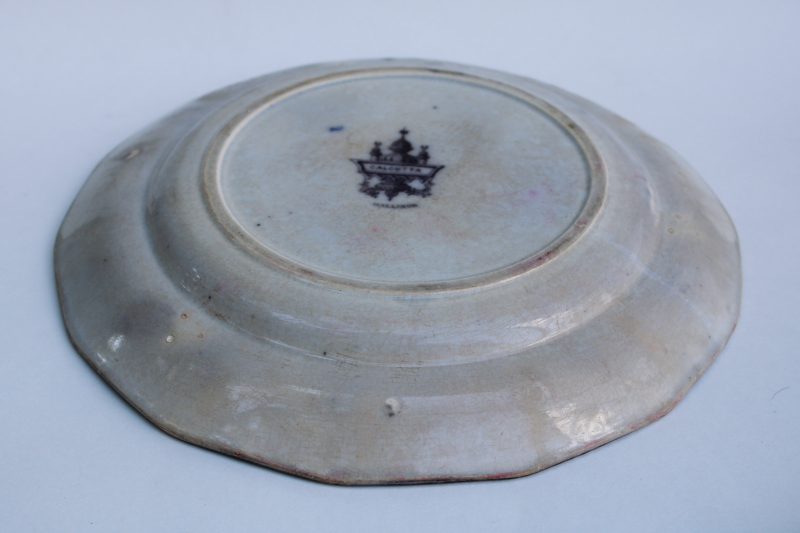 photo of antique mulberry flow black transferware china plate mid 1800s, 19th century English ironstone Calcutta pattern  #11