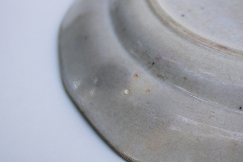 photo of antique mulberry flow black transferware china plate mid 1800s, 19th century English ironstone Calcutta pattern  #13